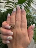 Delicate shimmer nail design supplied by Hip Hop Nails