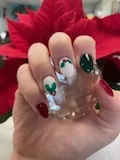 Festive green nail design supplied by Hip Hop Nails