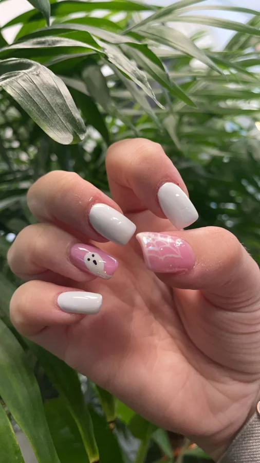 Little ghosts nail design supplied by Hip Hop Nails