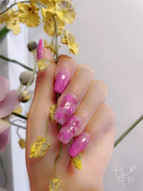 Orchid pink nail design supplied by Hip Hop Nails