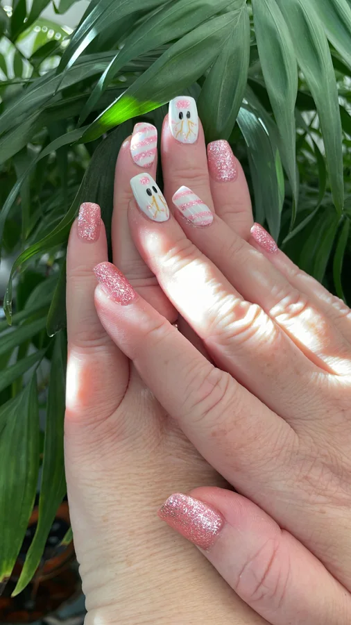 Pink candy nail design supplied by Hip Hop Nails