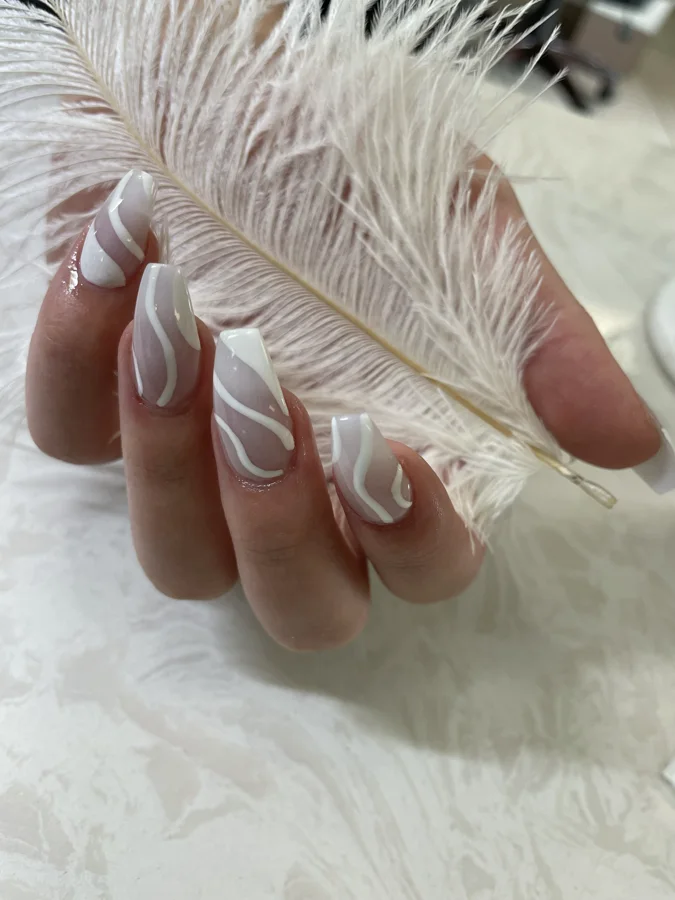 Silver silk nail design supplied by Hip Hop Nails
